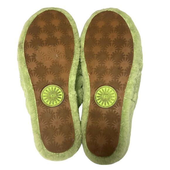 UGG Fluff Yeah Slide On Slippers Slingback Plush Apple Green Women’s Size 11 - Picture 8 of 10